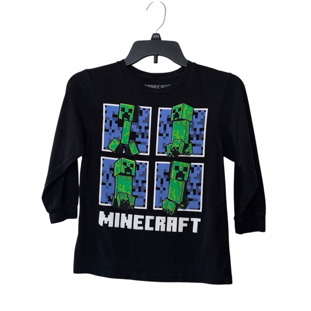 Minecraft Black Creeper Long Sleeve Tee XS